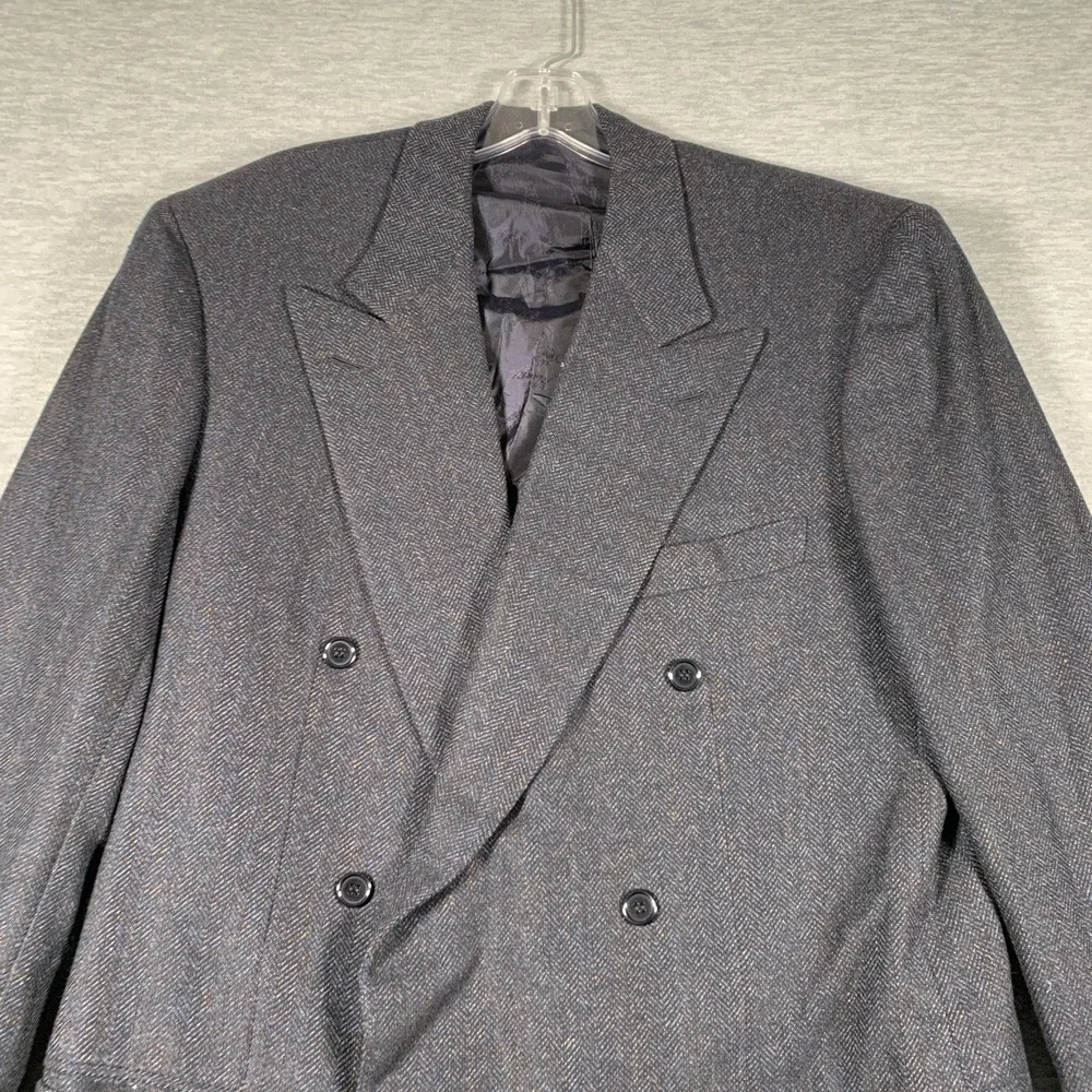 Brioni Blazer Mens 42 Herringbone Wool Cashmere Double Breasted Sport Coat Italy